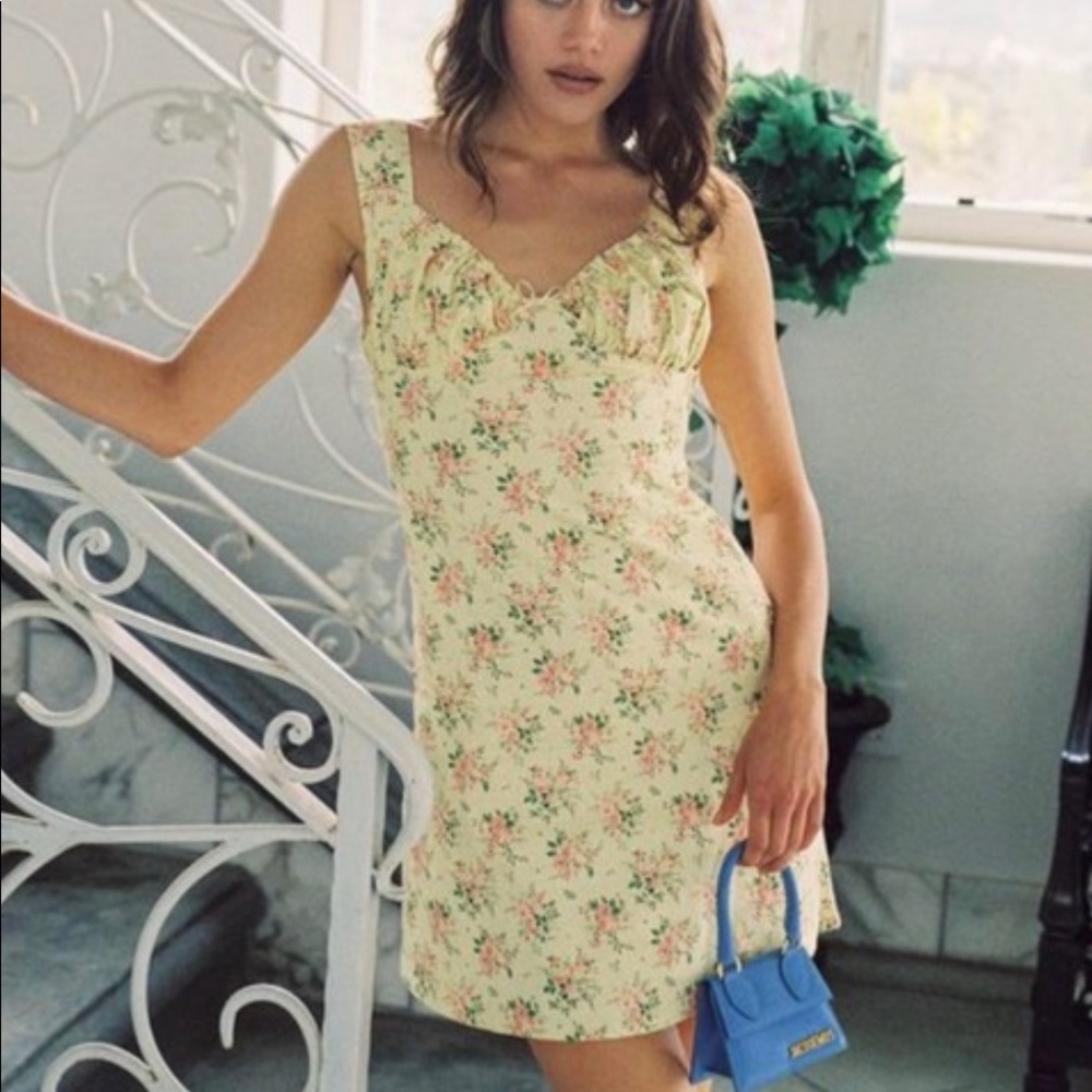 With Jean Cher Yellow Floral Mini Dress